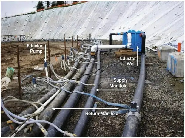 Water being pumped from excavation